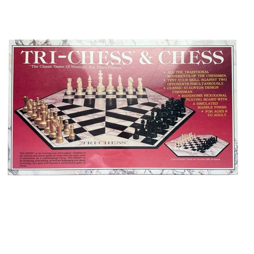 Trigames Tri-Chess & Chess Game Set 1984 New Vintage Sealed Rare